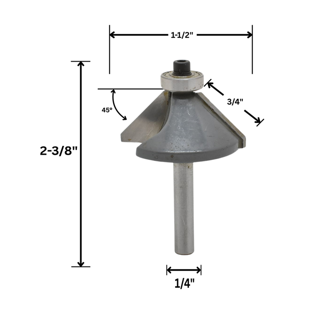 45 deg. Chamfer Bit, 1/4"Shank
