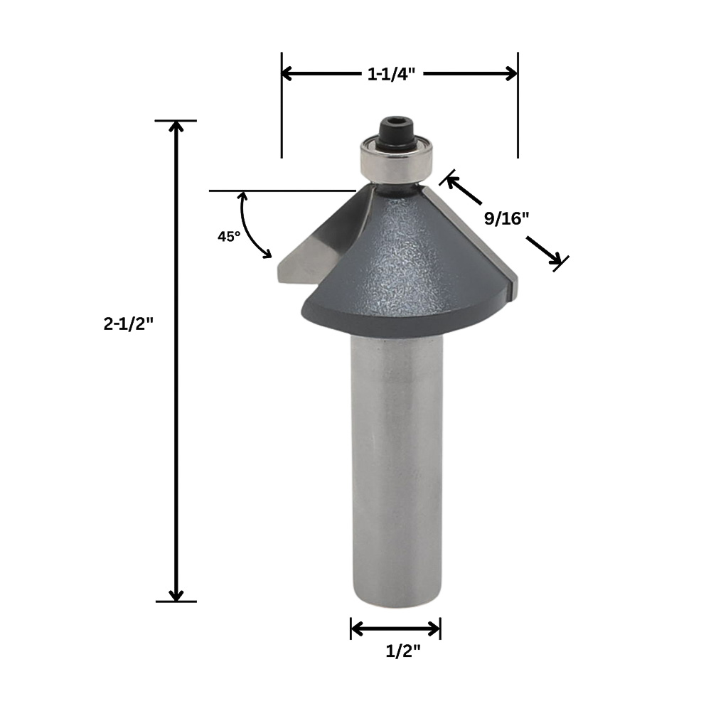 45 deg. Chamfer Bit, 1/2"Shank
