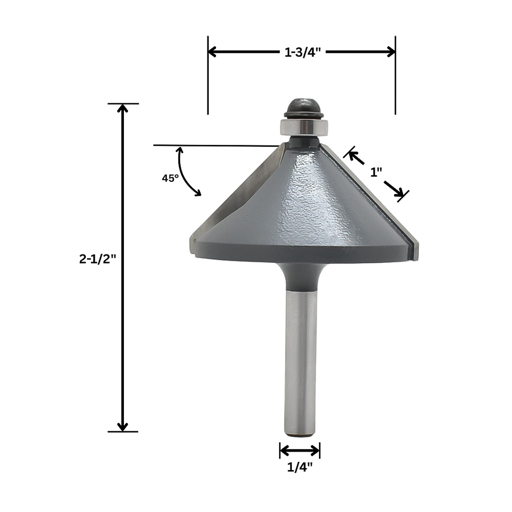 45 deg. Chamfer Bit, 1/4"Shank C