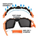 Full-Seal Safety Glasses with Category 3 Smoke Lens & Removable Gasket - Orange (10/Box)
