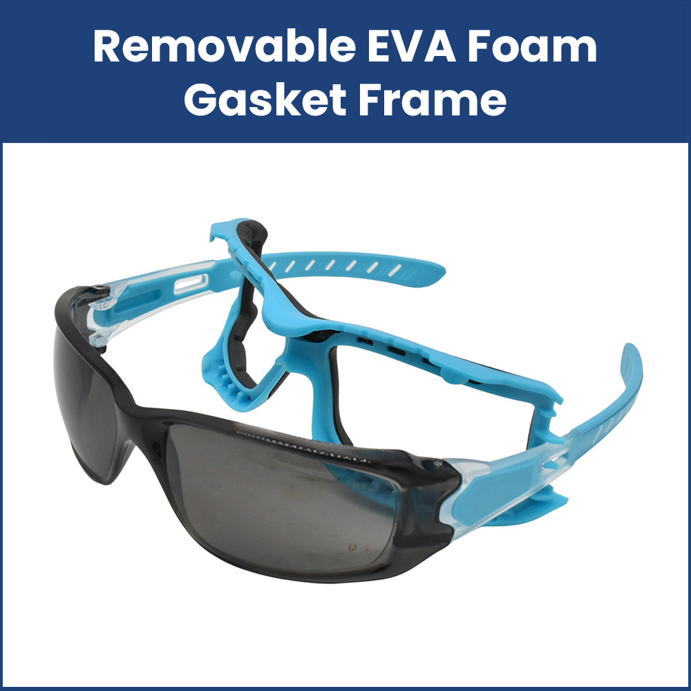 Full-Seal Safety Glasses with Category 3 Smoke Lens & Removable Gasket - Blue (10/Box)