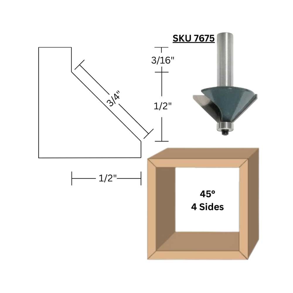 45 deg. Chamfer Bit, 1/2"Shank