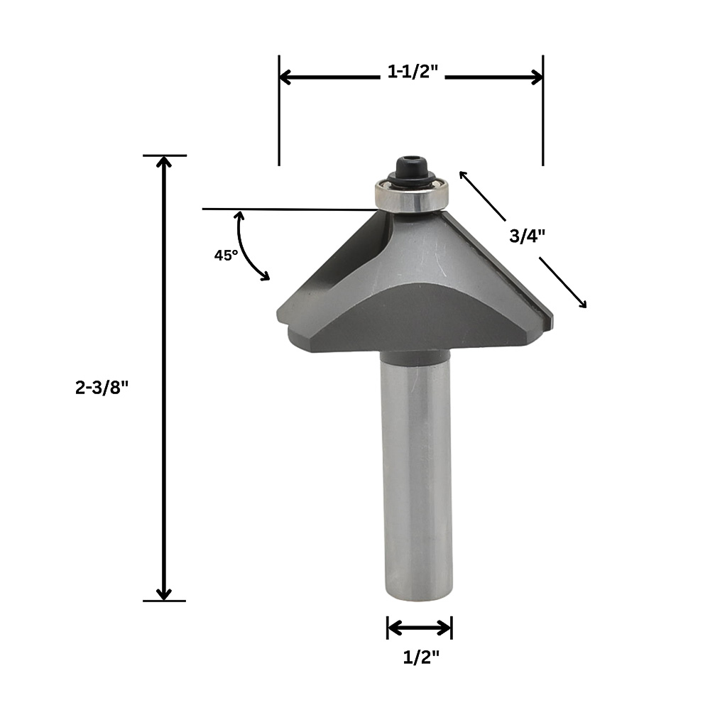 45 deg. Chamfer Bit, 1/2"Shank