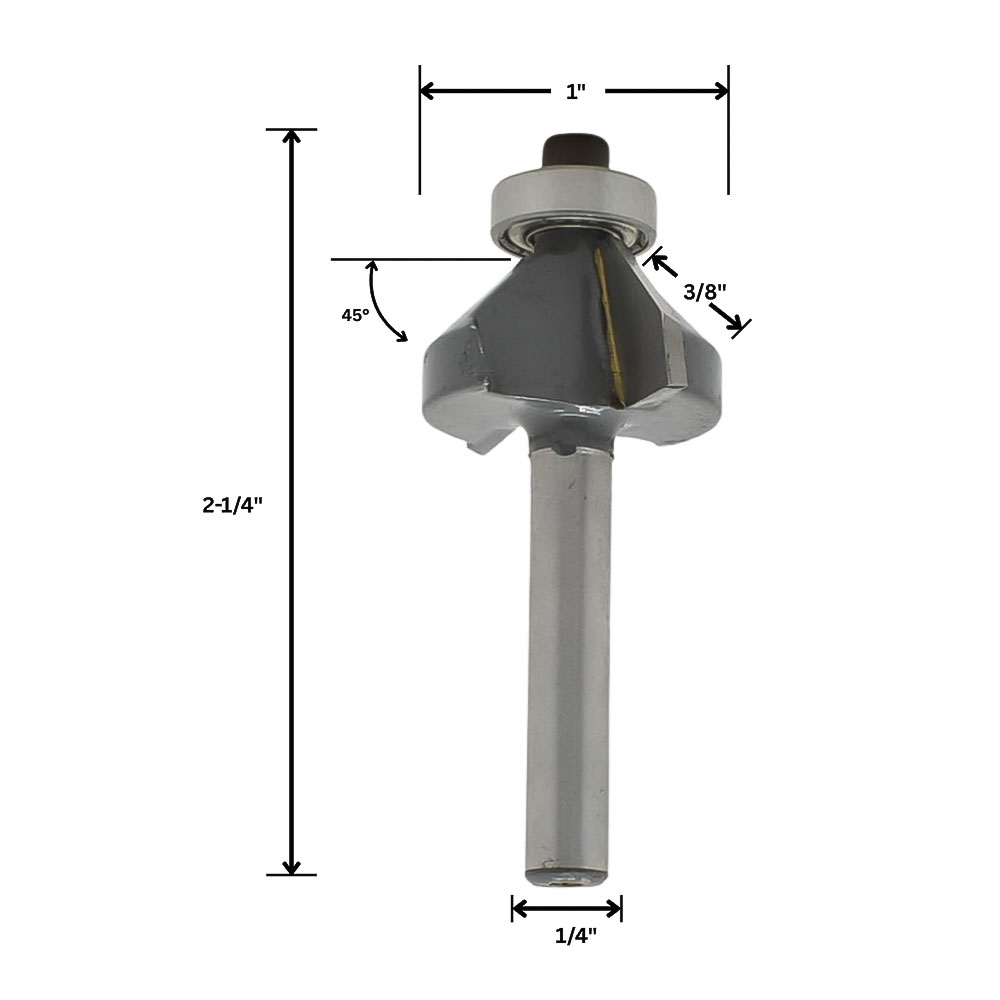 45 deg. Chamfer Bit, 1/4"Shank