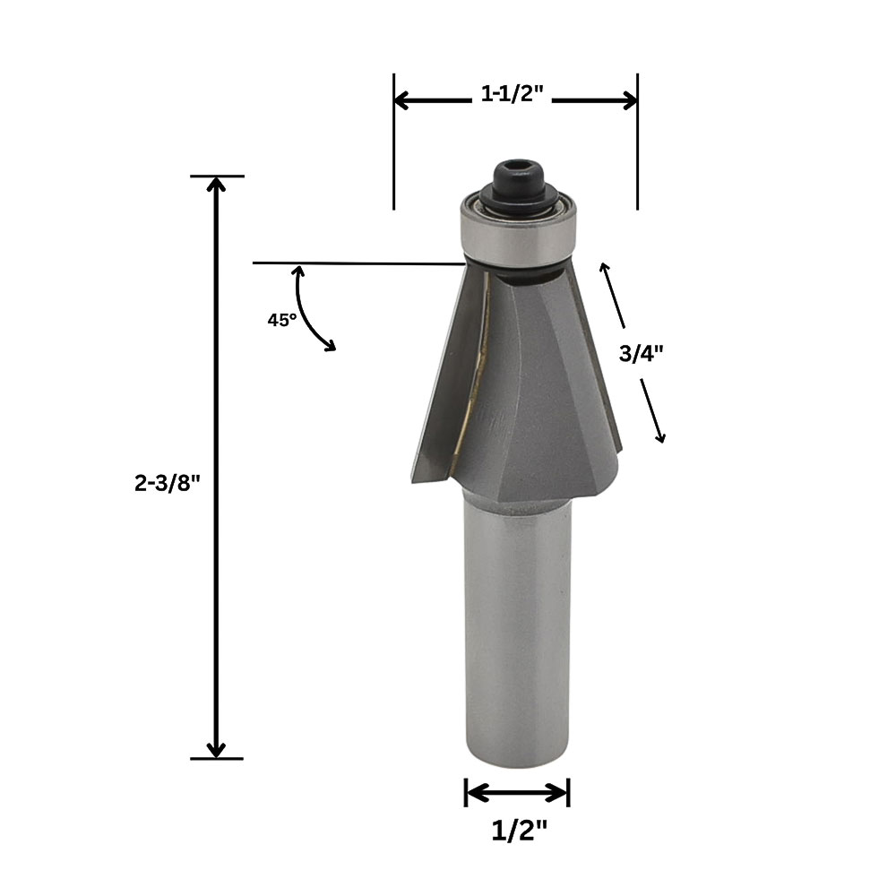15 deg. Chamfer Bit, 1/2"Shank