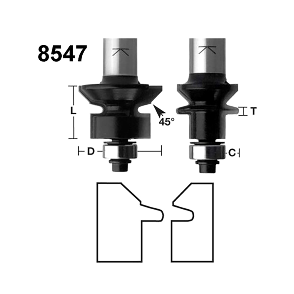 2pc Wainscoting Bit Set(V T&G)