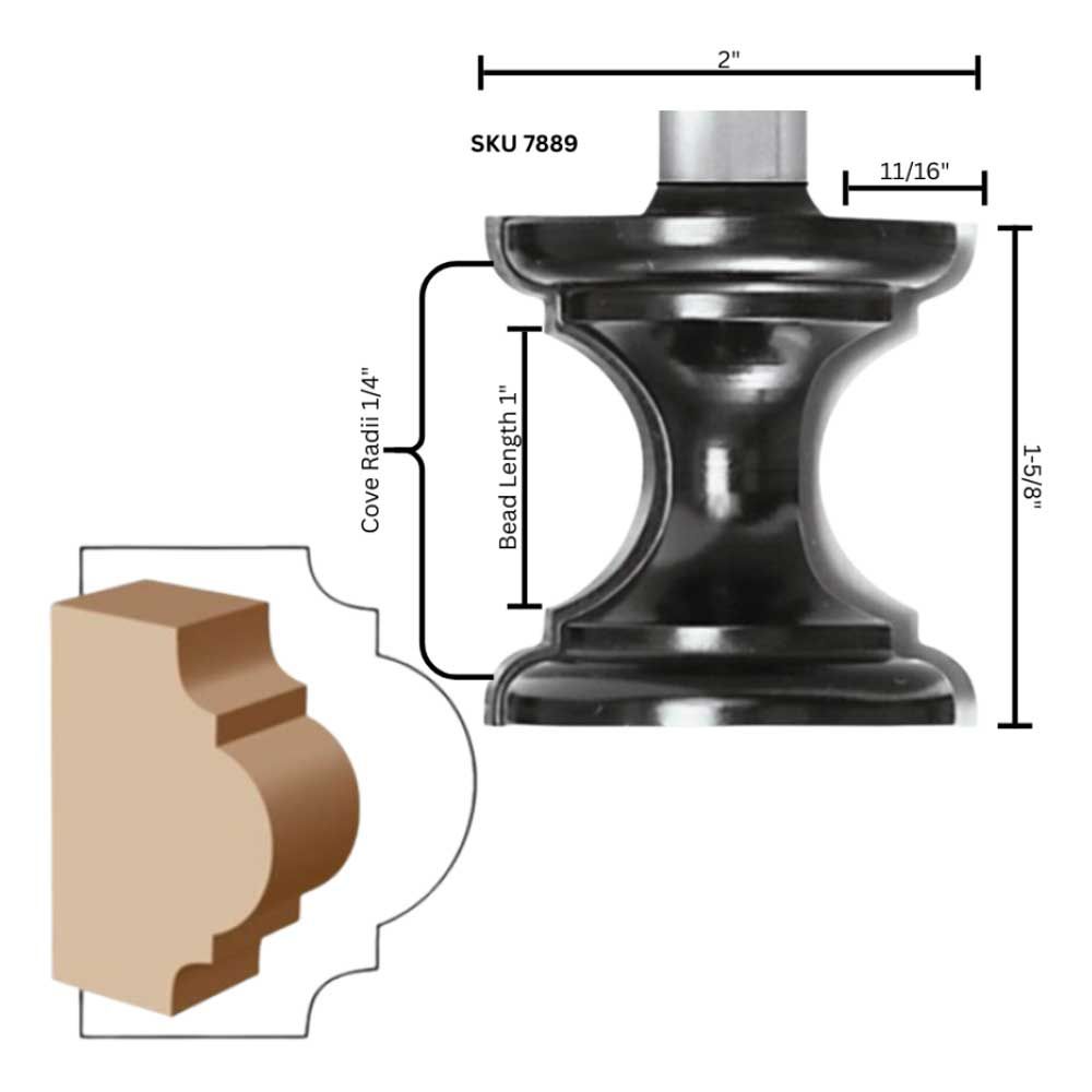 Astragal Molding Bit,1/2"Shank C