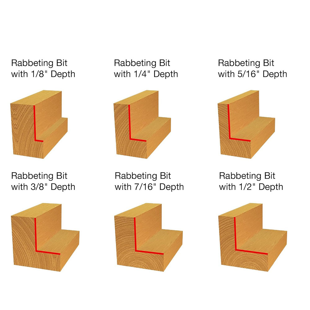 MLCS Rabbeting Router Bit Set with 7 Bearings x 1/4 Inch Shank