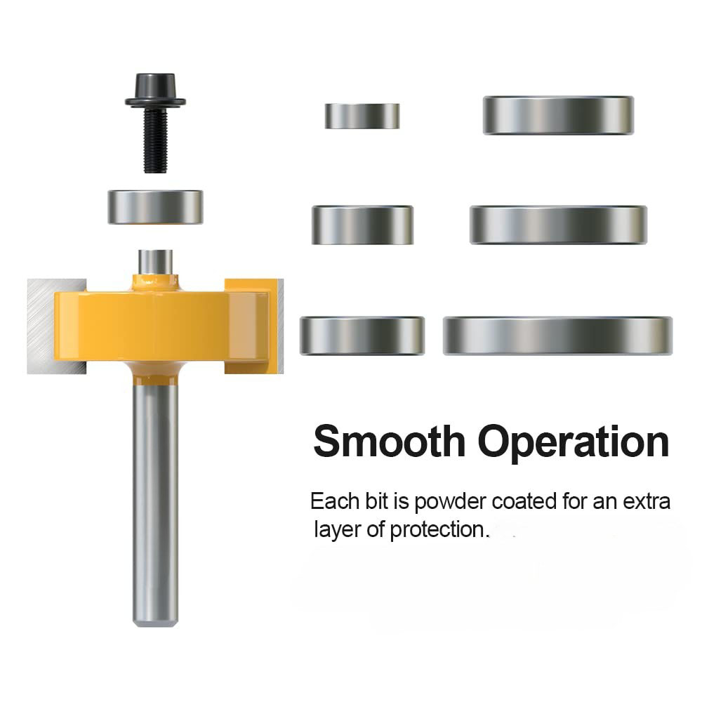 MLCS Rabbeting Router Bit Set with 7 Bearings x 1/4 Inch Shank