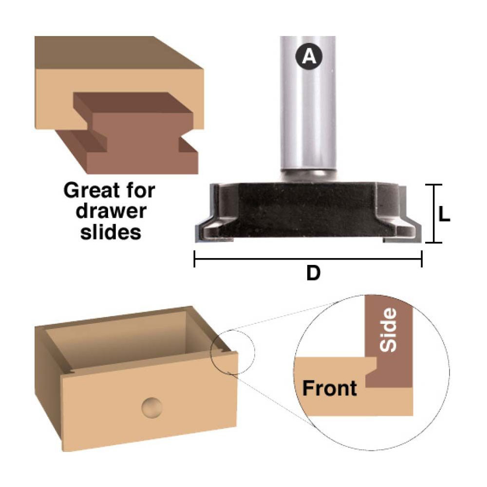 Drawer Lock Bit, 1/2"Shank (I)