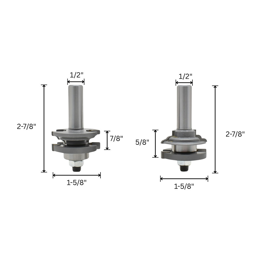 Double Round Matched Rail and Stile Two Piece Router Bit Set, 1/2" Shank