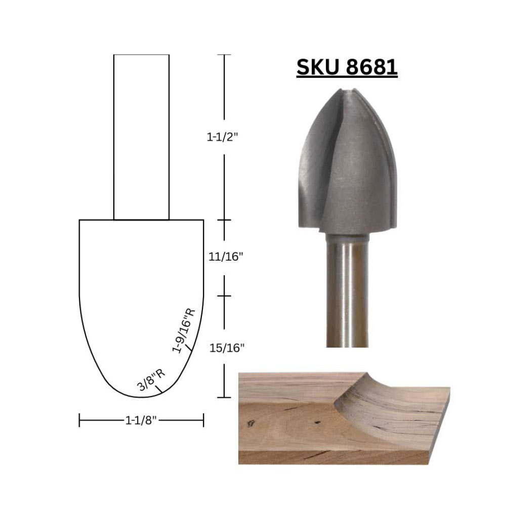 Cove Raised Panel Bit, 1/2"Shank