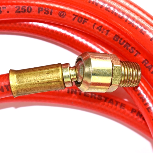 1/4" 12 ft Red Traslucent PVC  Hose Whip with 1/4" Ball Swivel - W02