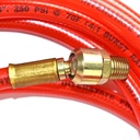 1/4" 12 ft Red Traslucent PVC  Hose Whip with 1/4" Ball Swivel - W02