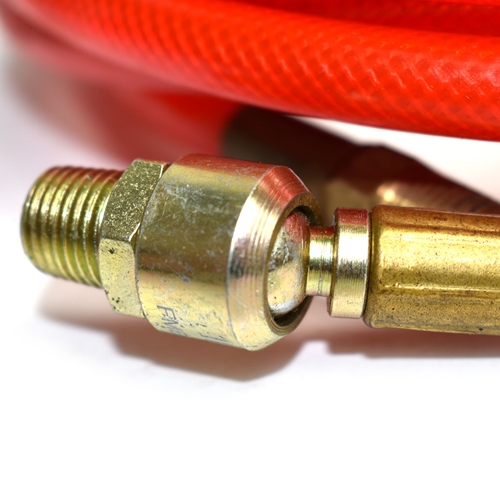 1/4" 12 ft Red Traslucent PVC  Hose Whip with 1/4" Ball Swivel - W03
