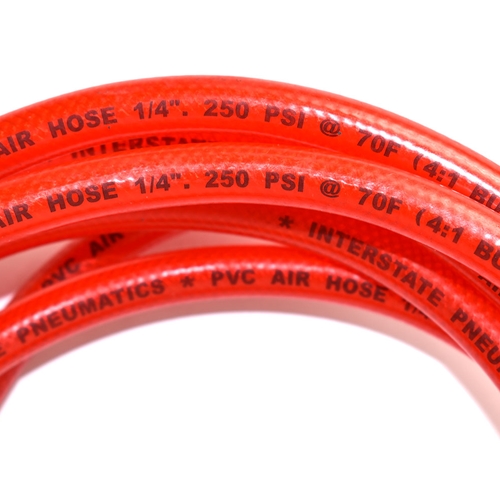 1/4" 12 ft Red Traslucent PVC  Hose Whip with 1/4" Ball Swivel - W04
