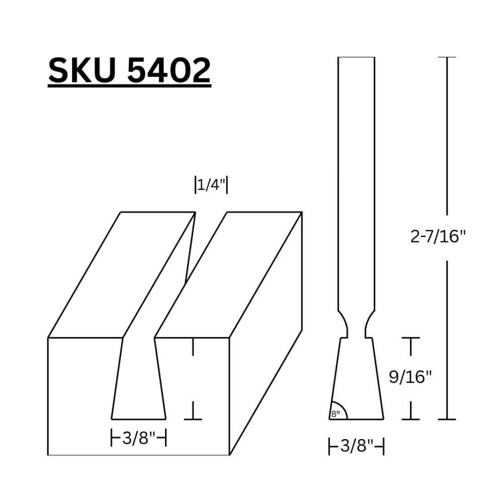 3/8" Dovetail (8 deg.) Bit