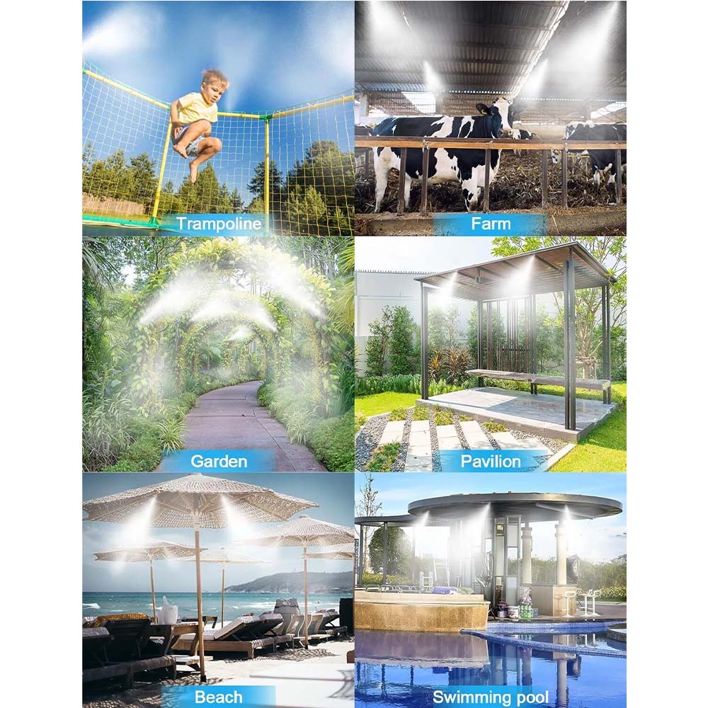 Patio Misting Kit, 10M Outdoor Cooling Mist System with Nozzles for Patios, Gardens, Greenhouses, and Pergolas