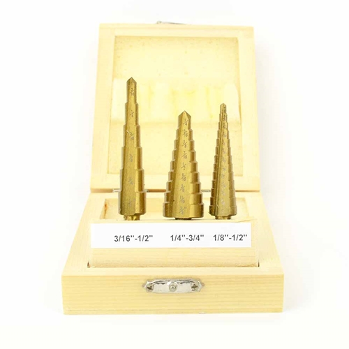3pc Sae Titanium Coated Step Drill Set  (F0789) - W02
