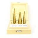 3pc Sae Titanium Coated Step Drill Set  (F0789) - W02