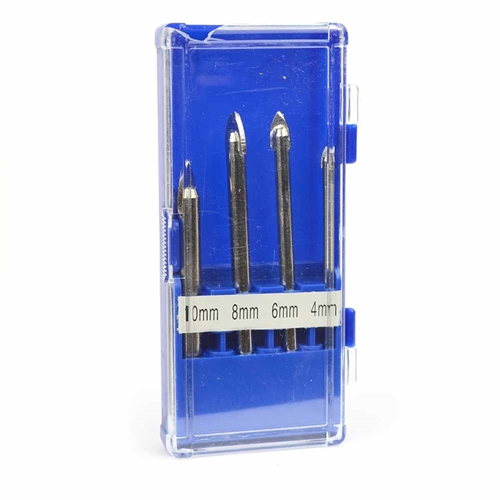 Diamond Tool Glass & Tile Drill Bit Set 4-Piece (4mm, 6mm, 8mm, 10mm) (GLD4PC) - W02