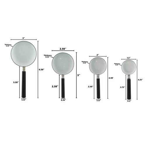 4pc Round Magnifier Set - 1-1/2", 2", 2-1/2" & 3" (AEG-2550) - W06