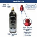 CO2  Paintball Tank (G1/2-14)  to Co2 Disposable Mini Tank  Adapter (5/8-18 UNF)  - W02