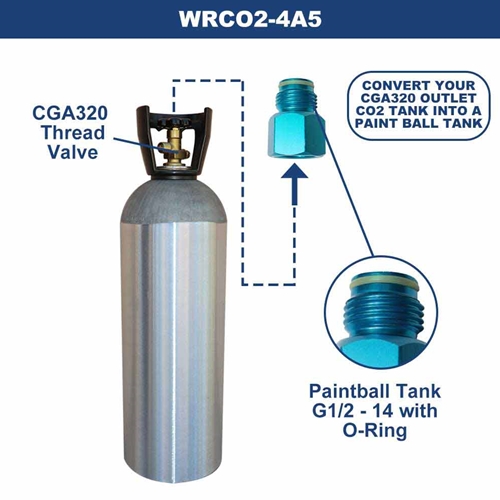 Adapter to convert a CGA 320 Co2 tank to a Paintball tank G1/2-14 threads - W04