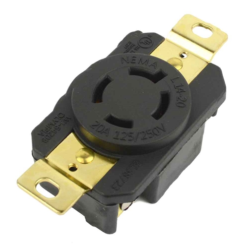 Twist Lock Female Receptacle 4-Wire 20A 125/250V NEMA L14-20R - W02