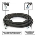 S.Braid Black Rubber Hose,1/4"x25 ft, 3/8" MNPT Fixed & Swivel, W/T Sleeve,4000 psi  - W02