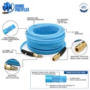 3/8" 50 ft Light Blue PU Hose Kit with 1/4" Brass "S" Coupler and Steel Plug - W02