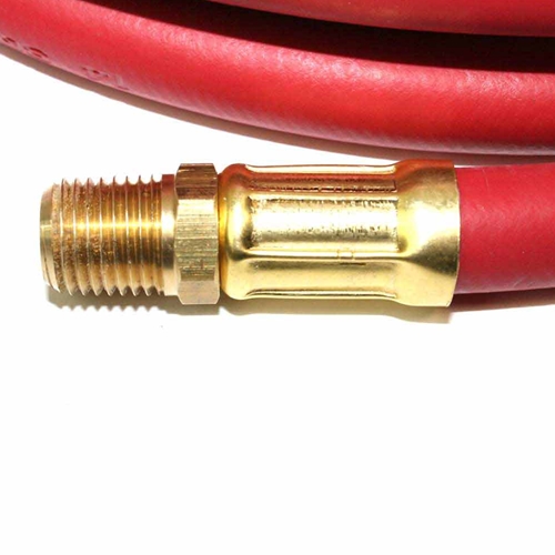 1/4" 15  ft Red Rubber Hose Whip with 1/4" Ball Swivel - W02