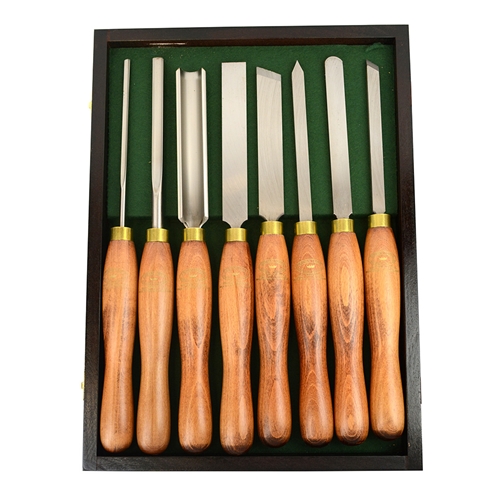 8pc Turning Tool Set Wood Box. - W02