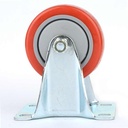 Fixed Rigid Plate Wheel Casters with Red Polyurethane Wheels - 220 lbs - W03