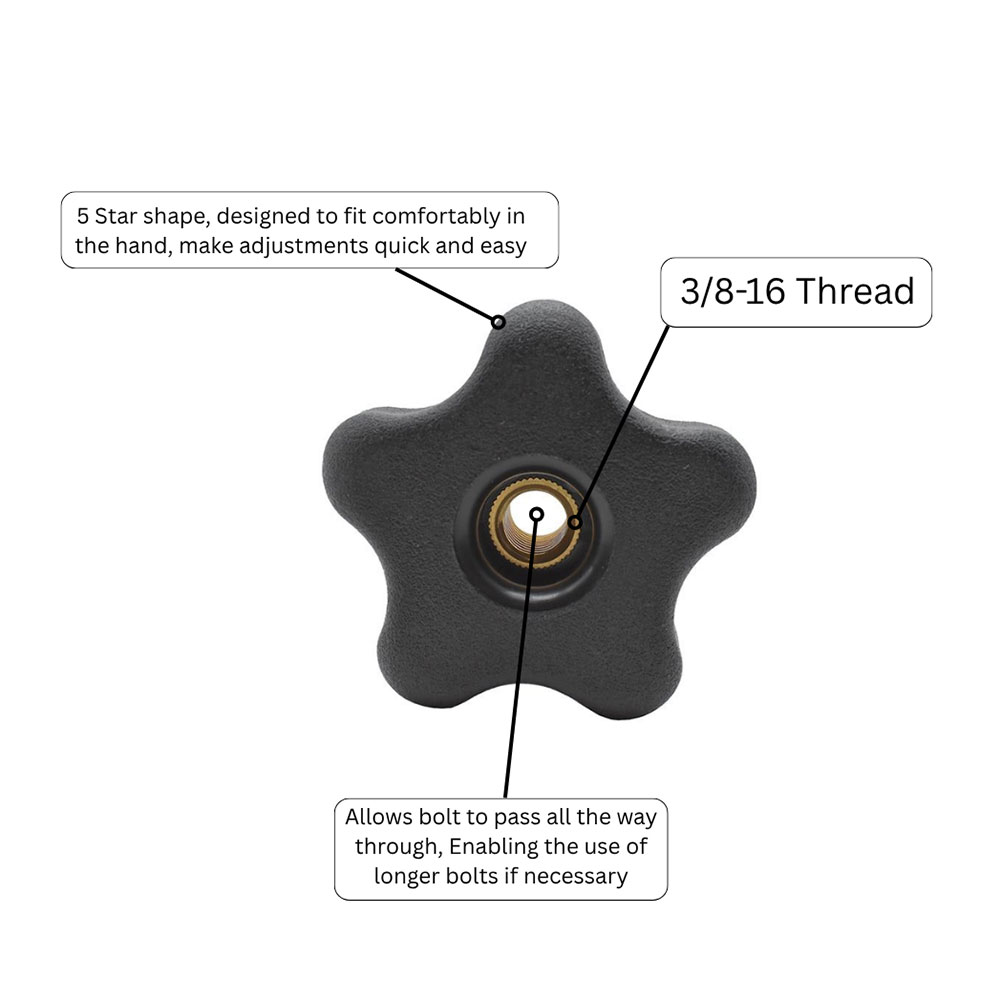 5 Star Thru Knob 3/8 x 16 - W02