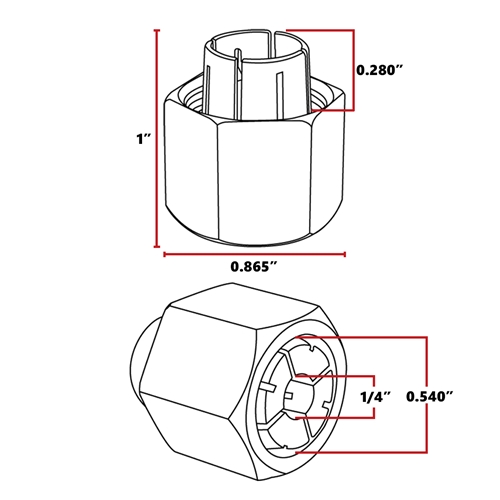 1/4" Router Collet - Replaces Dewalt 326286-04 & Bosch 2610906283  - RC025DW - W04