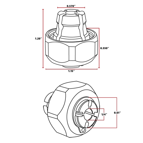 1/4" Router Collet for Porter Cable - Replaces 42999 - RC025PC - W04