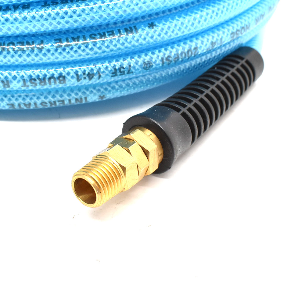 1/4" 100 ft Light Blue Polyurethane Hose (1/4" NPT) Swivel Fitting - W03