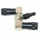 Double Swivel  Manifold with Two 1/4" Steel Automotive Couplers & One 1/4" Steel Plug Kit - W05