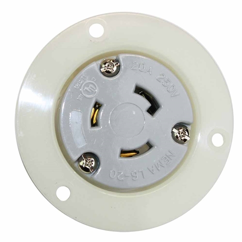 Twist Lock Receptacle Flange 2-Pole 3-Wire 20A 250V NEMA L6-20R - W02