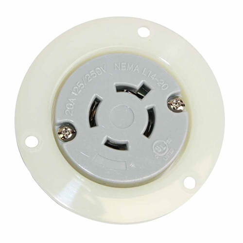 Twist Lock Receptacle Flange 3-Pole 4-Wire 20A 125/250V NEMA L14-20R - W02