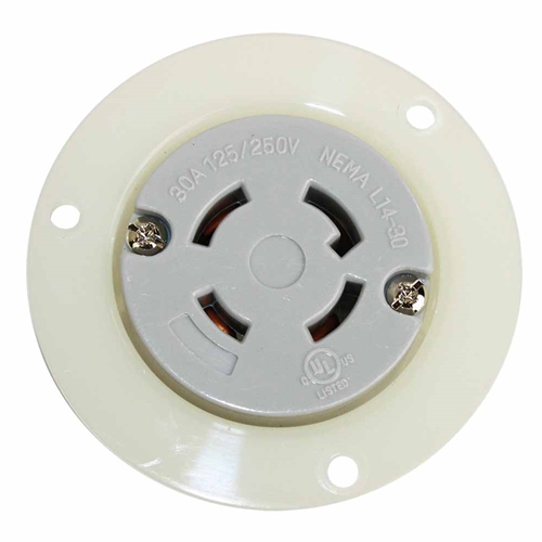 Twist Lock Receptacle Flange 3-Pole 4-Wire 30A 125/250V NEMA L14-30R - W02