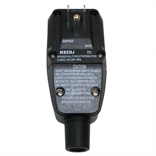 GFCI 15 Amp Plug NEMA 5-15P, with 14 AWG SJO 9ft cord no ends - W04