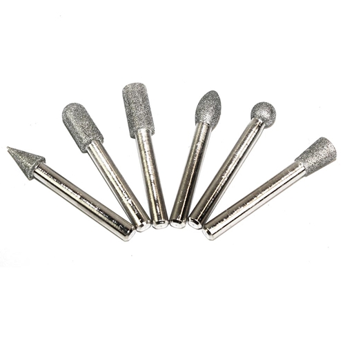 6PC Diamond Burr Set - 1/4" Shank, 80 Grit - Medium - W02