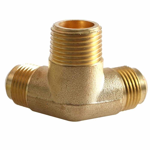 Three-Way Brass Manifold Compressor Fitting 3/4" MPT (1) x 1/2" FPT (2) - W02