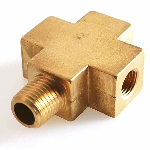 Four-Way Connector Compressor Fitting - 1/4" MPT (1)  x 1/4" FPT (2) x 1/8" FPT (1) - W02