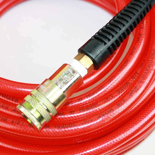 1/4" 50ft Red Translucent PVC hose Kit with 1/4" Steel coupler and plug - W03