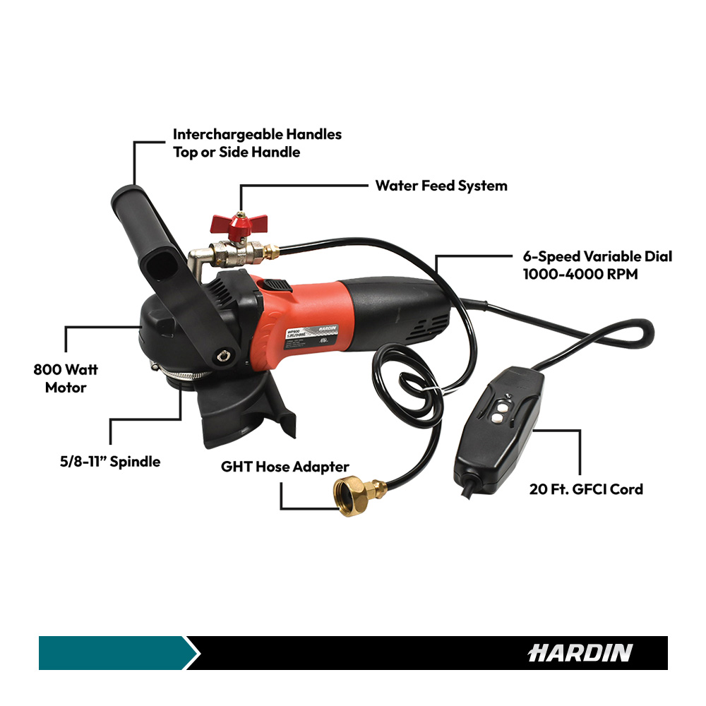 4" Variable Speed 110V, 1000-4000 RPM Wet Polisher and Grinder 800 Watt  5/8"x11 Spindle (WVGRIN) - W02