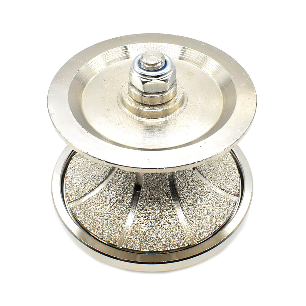 2" Full Bullnose Vacuum Brazed Diamond Profile Wheel with 5/8"-11 Female Threads - W03