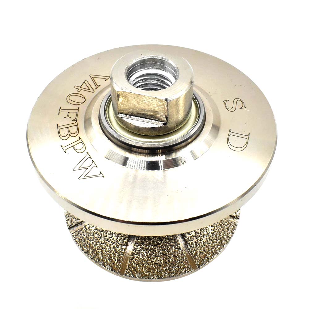 1-1/2" Full Bullnose Vacuum Brazed Diamond Profile Wheel with 5/8"-11 Female Threads - W02